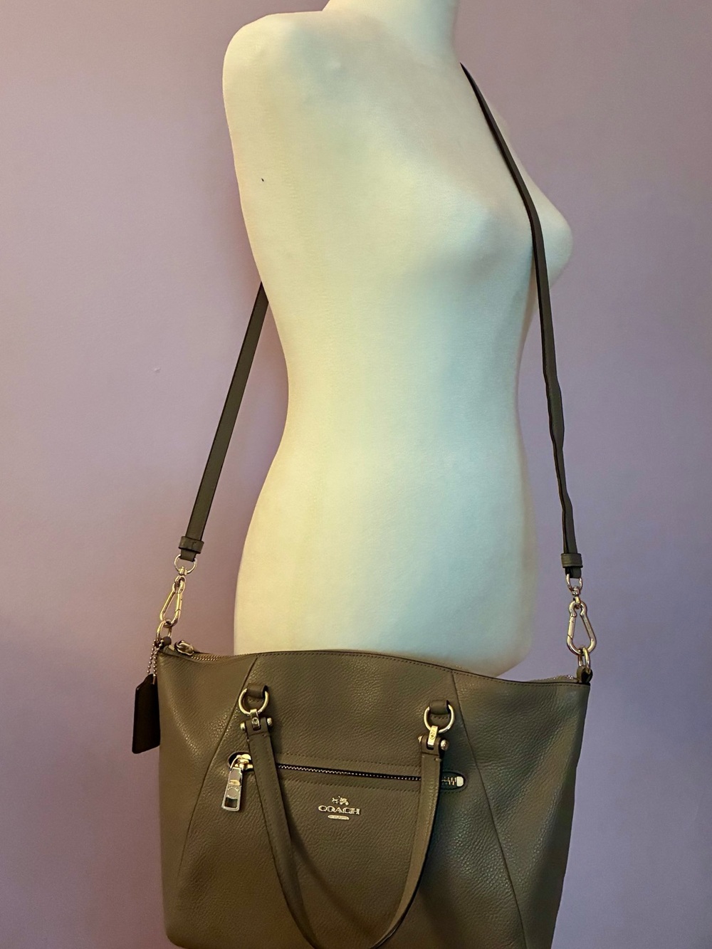 Coach Pebbled Leather Satchel in Dove Gray - Picture 2 of 13